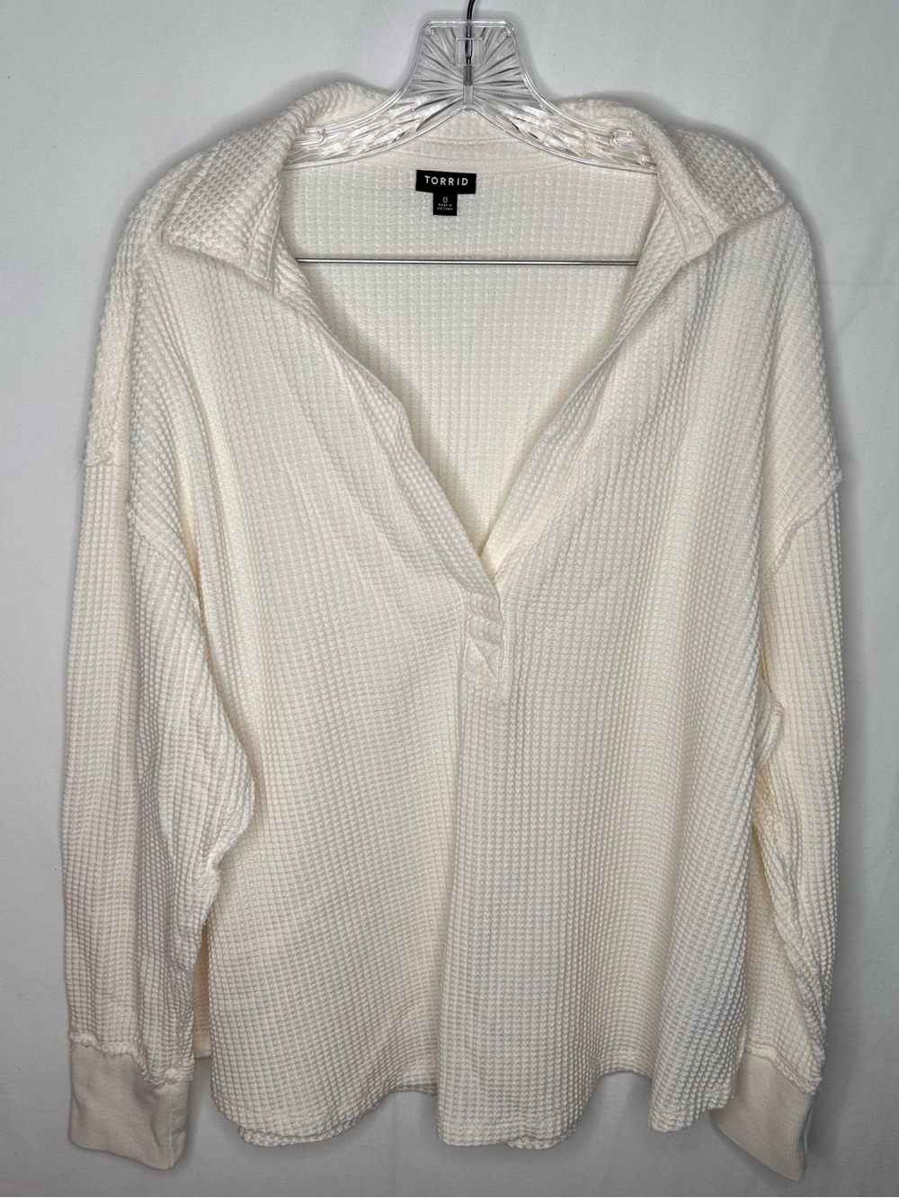 Torrid Cream Waffle Knit Collared Pullover Weather Sweatshirt Size 0